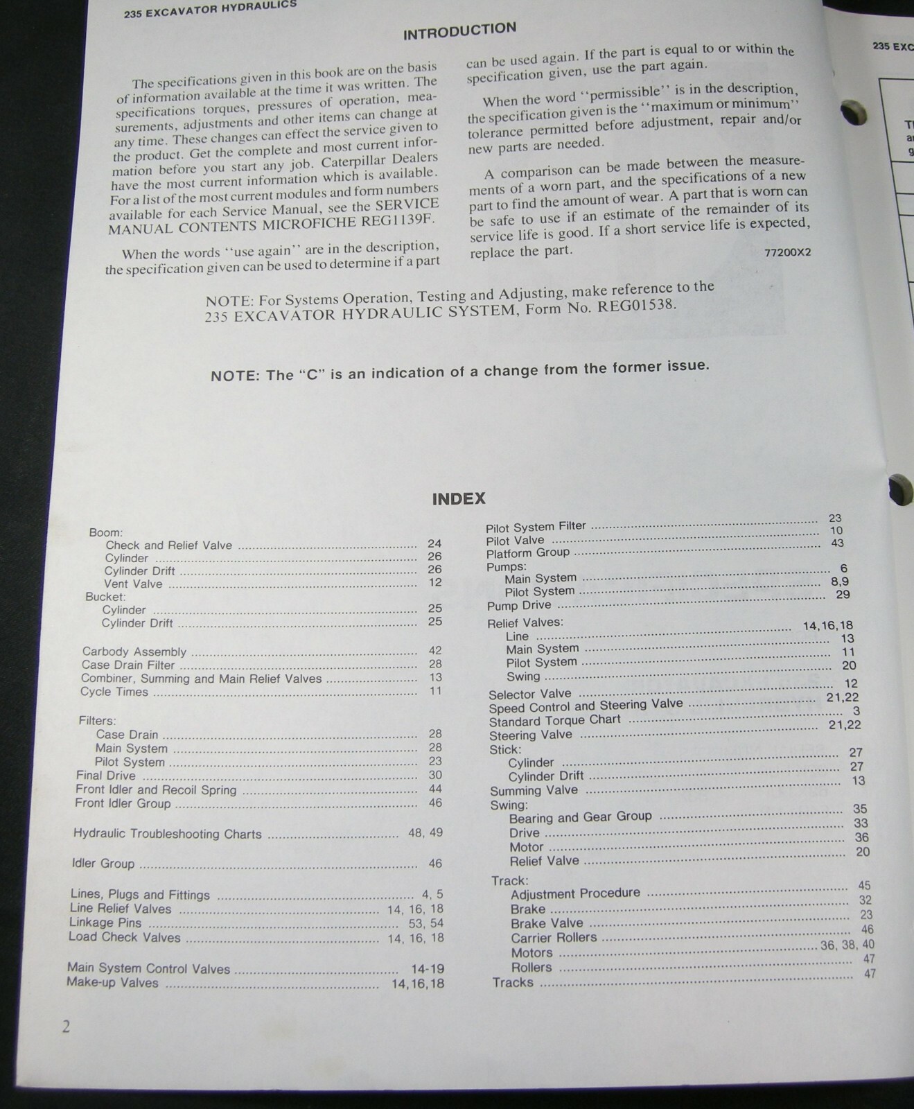 CAT Caterpillar 235 Excavator Service Manual Hydraulic System Specification Book