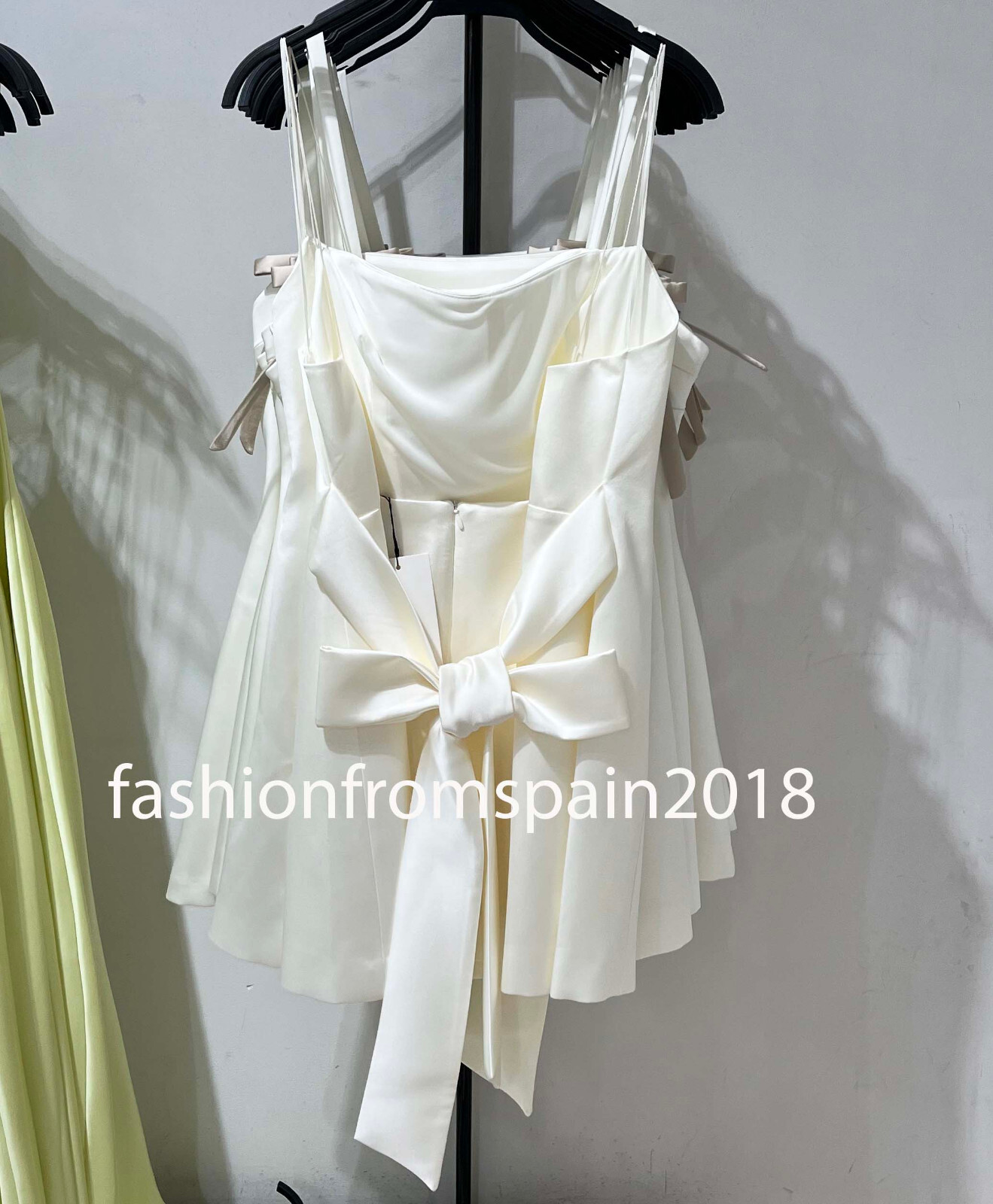ZARA NEW WOMAN SATIN EFFECT SHORT DRESS WITH BOW OYSTER