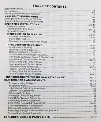 FOLEY BELSAW 984 985 PLANER MOLDER SAW ATTACHMENT OWNERS OPERATORS PARTS MANUAL