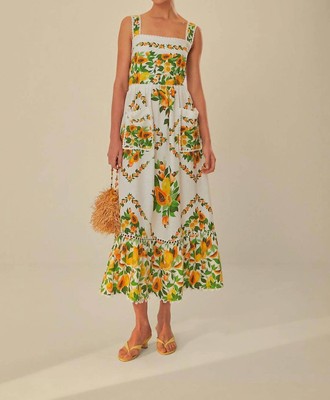Pre-owned Farm Rio Off-white Papaya Salad Scarf Lenzing™ Ecovero™ Euroflax™ Maxi