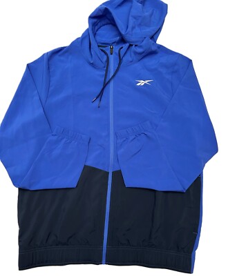 Reebok Men's Full Zip Lightweight Training Woven Jacket, Small, Blue/Navy