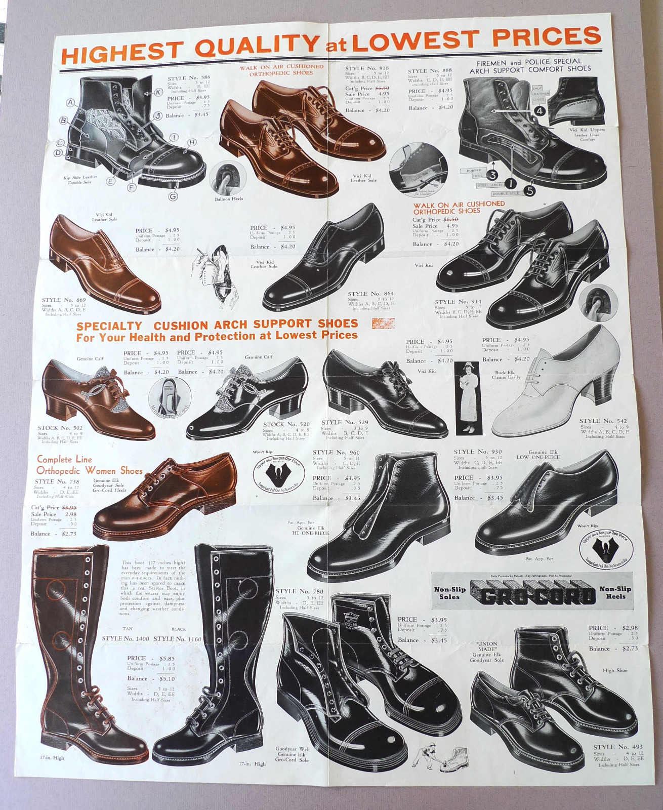 Vintage lot 1930s Huge poster Avon Shoe Co Tanners catalog ties home salesman