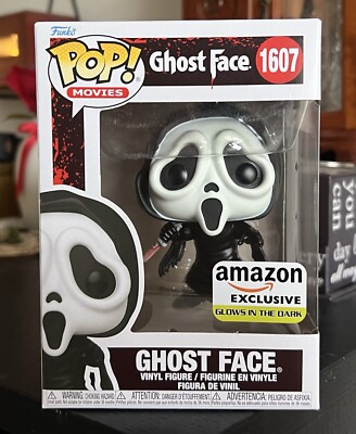 Funko Pop! Movies: GHOST FACE #1607 Scream GITD Amazon Exclusive w/Protector