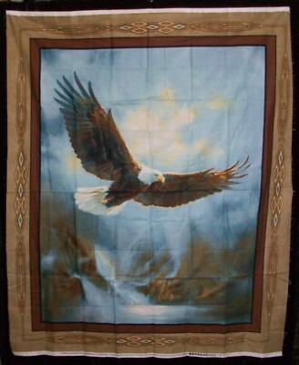 Russ Docken Wild Wings Cotton Quilt Fabric Soaring Bald Eagle Panel Springs