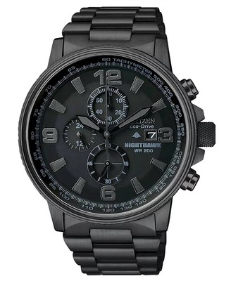 Pre-owned Citizen Men's Chronograph Eco-drive Watch In Black Ion - Size One Size