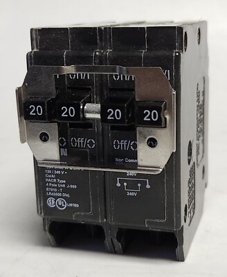 EATON BR420 Duplex 4 Pole 2 x 2 Pole 20 AMP Type BR Circuit Breaker DNPL220220