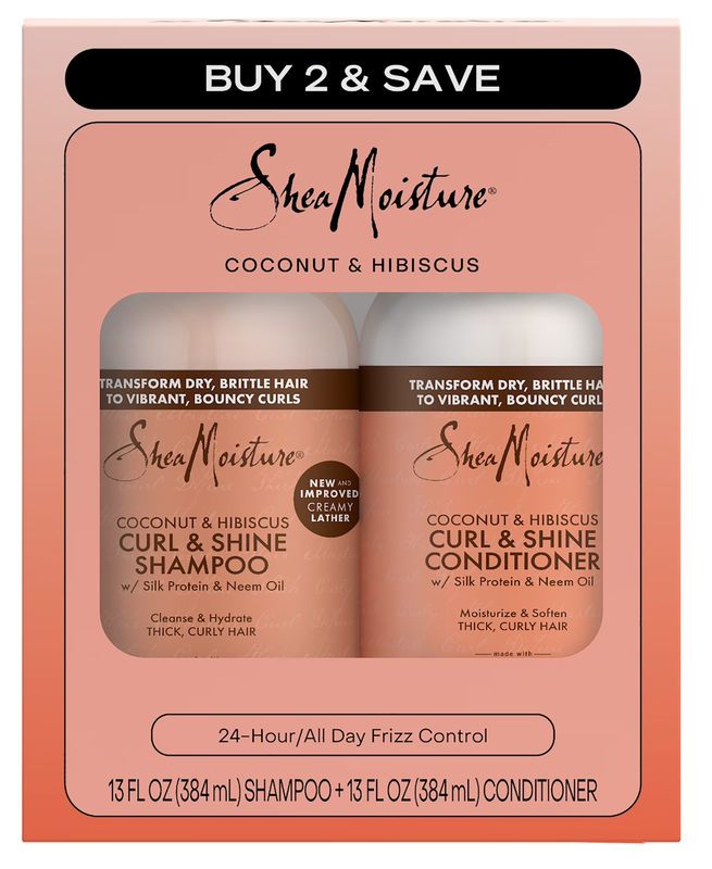 Curl & Shine Moisturizing Shampoo & Conditioner Set Coconut Hibisc