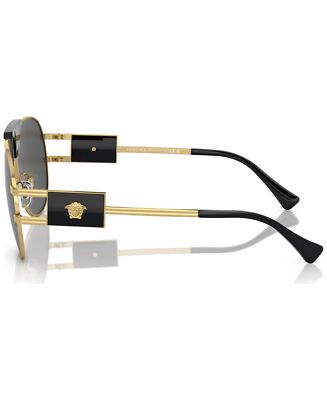 Pre-owned Versace Sunglasses Ve2252 100287 63mm Gold / Dark Grey Lens In Gray