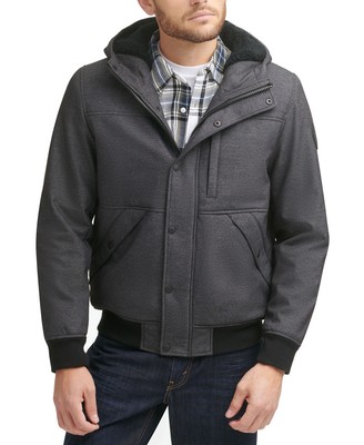 Pre-owned Levi's Men's Soft Shell Sherpa Lined Hooded Jacket In Gray