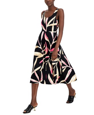 Alfani Petite Printed Fit Flare Midi Tank Dress