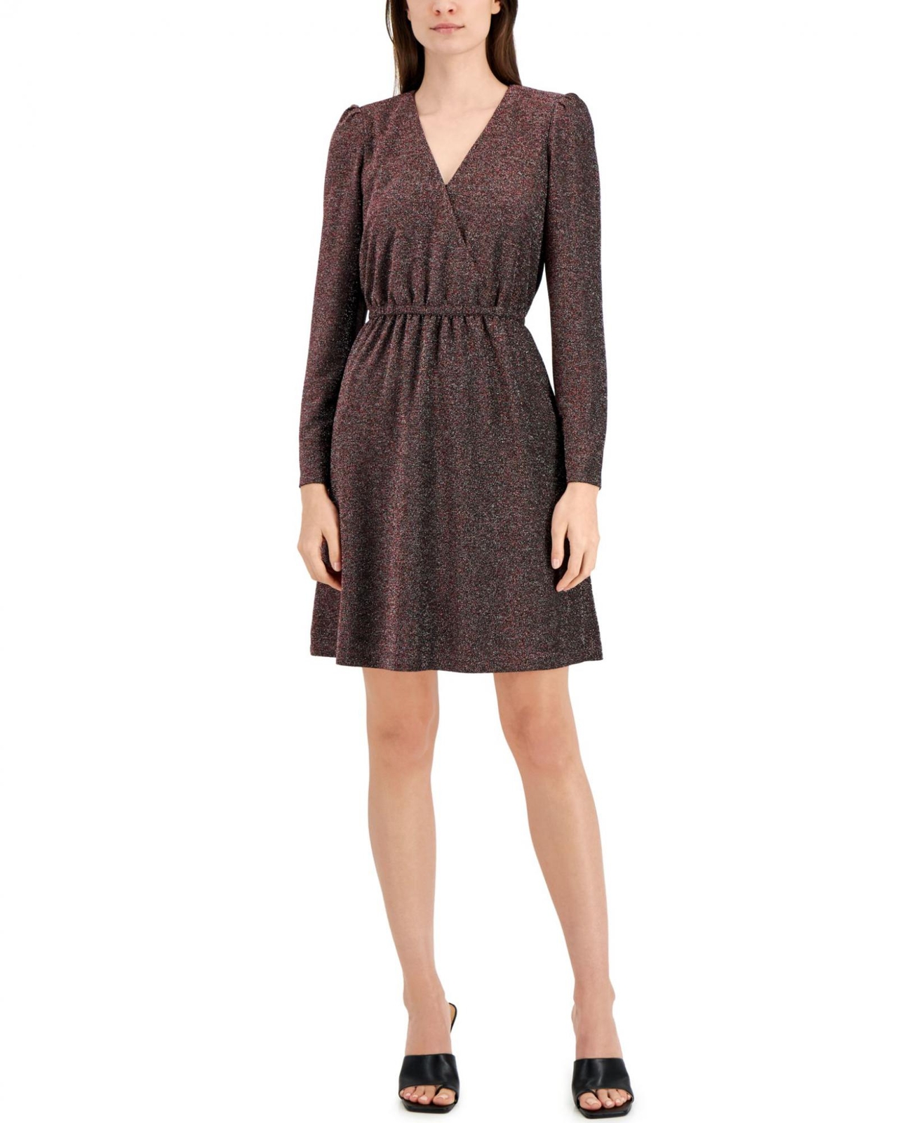 Inc International Concepts Womens Metallic Knit A-Line Dress Black Red  Combo 16 | eBay