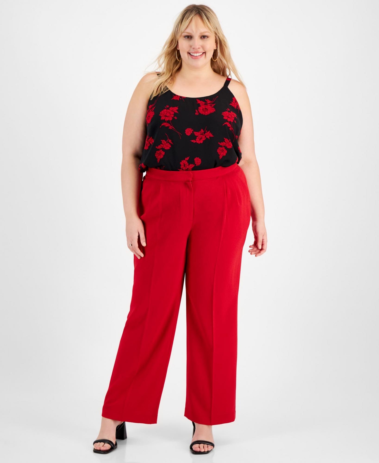 bar III Plus Size Textured Crepe Wide-Leg Pants 10853263 14W