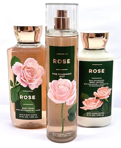 3 PCS BATH & BODY WORKS ROSE BODY LOTION, BODY MIST & SHOWER