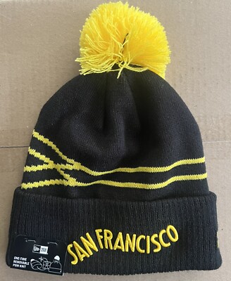New Era Golden State Warriors 2023-2024 City Edition Adult Yellow Pom Beanie Hat
