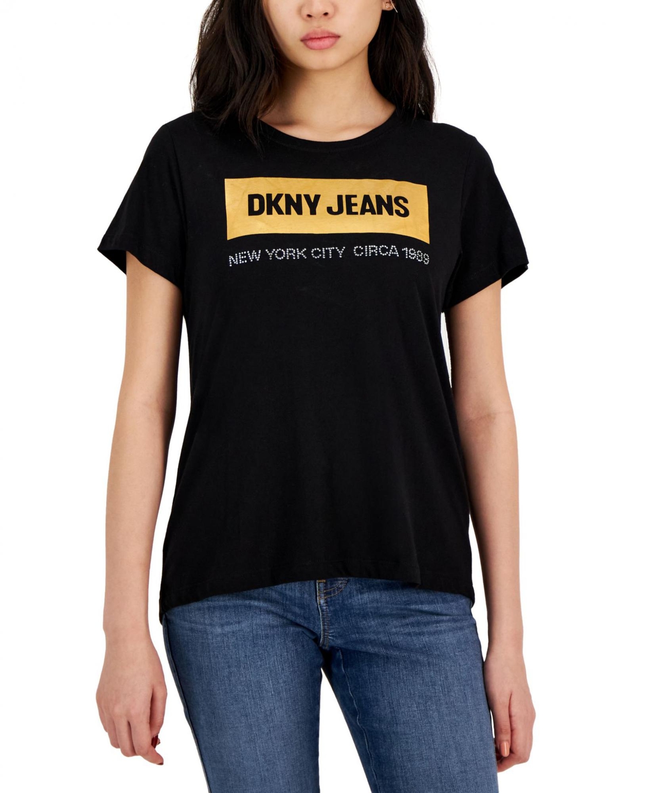 dkny Jeans Women's Newspaper-Logo Short-Sleeve T-Shirt
