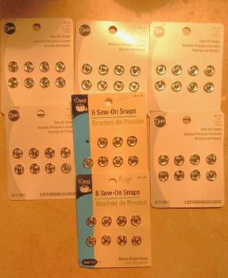 LOT OF 7 CARDS 55 SIZE 1 DRITZ SEW ON SNAPS