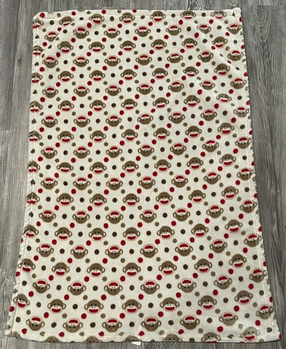Monkey Face Beige Blanket Polka Dots Plush Soft Lovey Fleece