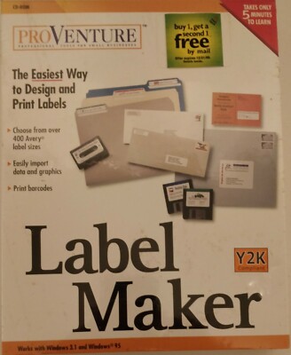 ProVenture   Label Maker For Windows 3.1 & 95 -  On 3.5 Floppies   1998 - New