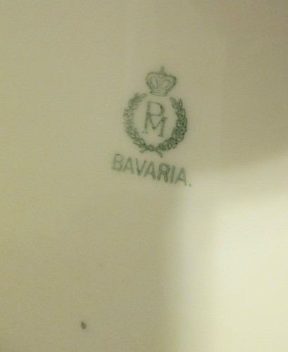 Antique Vintage PM Bavaria Handled Porcelain Tray Dish Hand Painted Portrait