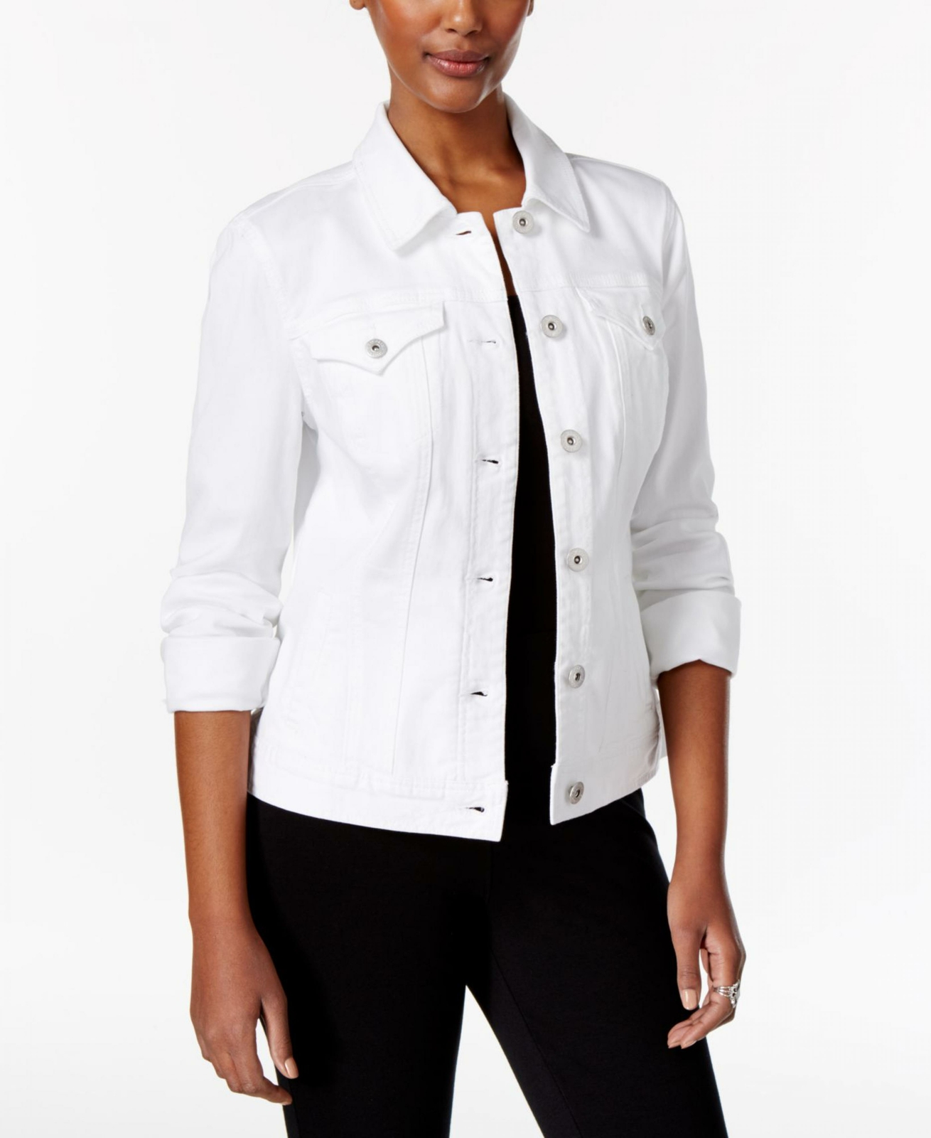 petite white denim jacket womens