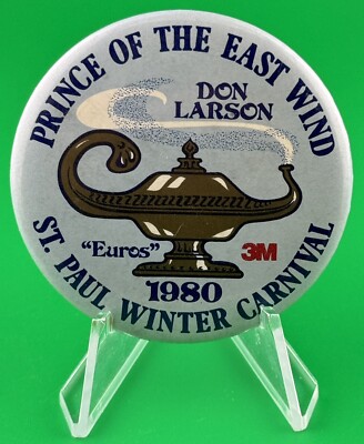 1980 St. Paul MN Winter Carnival Prince Of The East Wind Don Larson Souvenir Pin