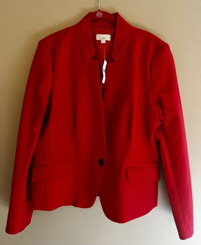 NWT Ann Taylor Loft Size 14 Red Suit Blazer Jacket Women Stylish Formal Business