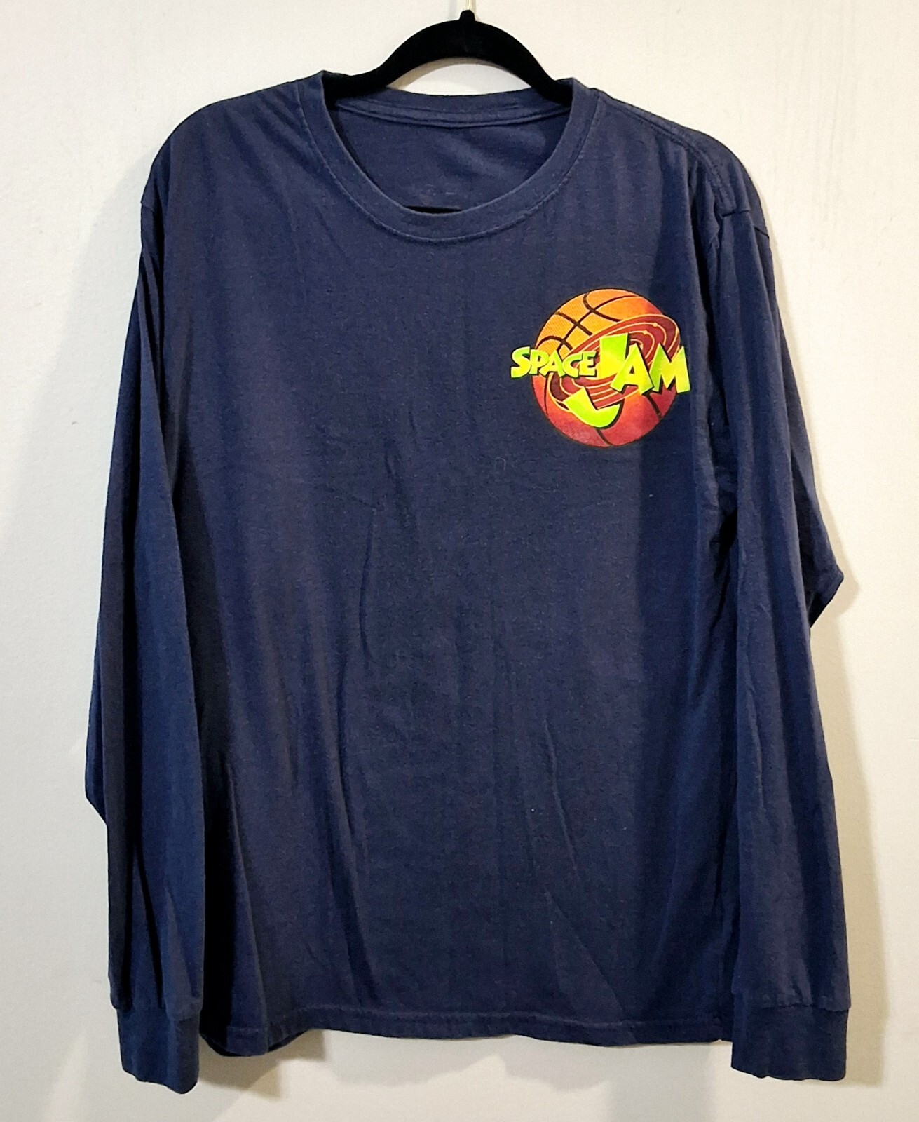 Vintage 1996 Space Jam Movie Bugs Bunny Long Sleeve Navy Blue T-shirt Men Large