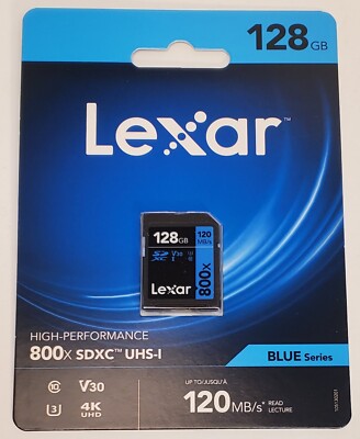Lexar High-Performance 800x 128GB  SDXC UHS-I Cards Up to 120MB/s DSLR/Camcorder