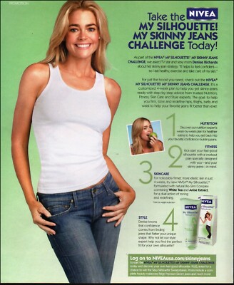 1990's Print ad NiVEA SILHOUETTE My SKINNY Jeans Actress Denise Richards 9/16/23