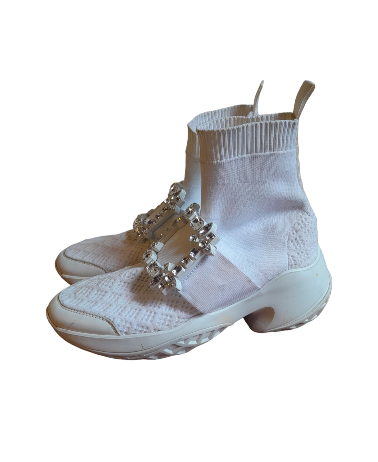 スニーカー ROGER VIVIER VIV SKATE HIGH STRASS LEATHER SNEAKERS Viv skate high strass leather sneakers - Roger Vivier