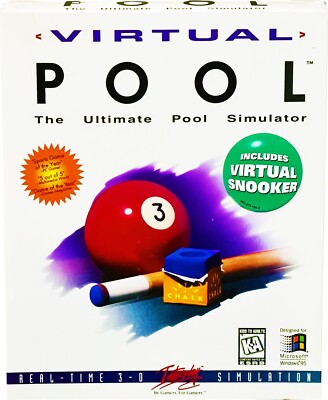 Virtual Pool & Snooker 3-D Simulator for PC, Vintage 1998, Big Box, New! MISB!!