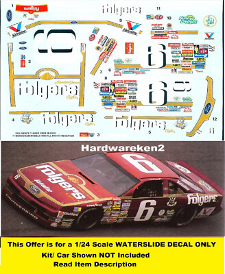 NASCAR DECAL # 6 FOLGERS 1990 FORD THUNDERBIRD MARK MARTIN 1/24