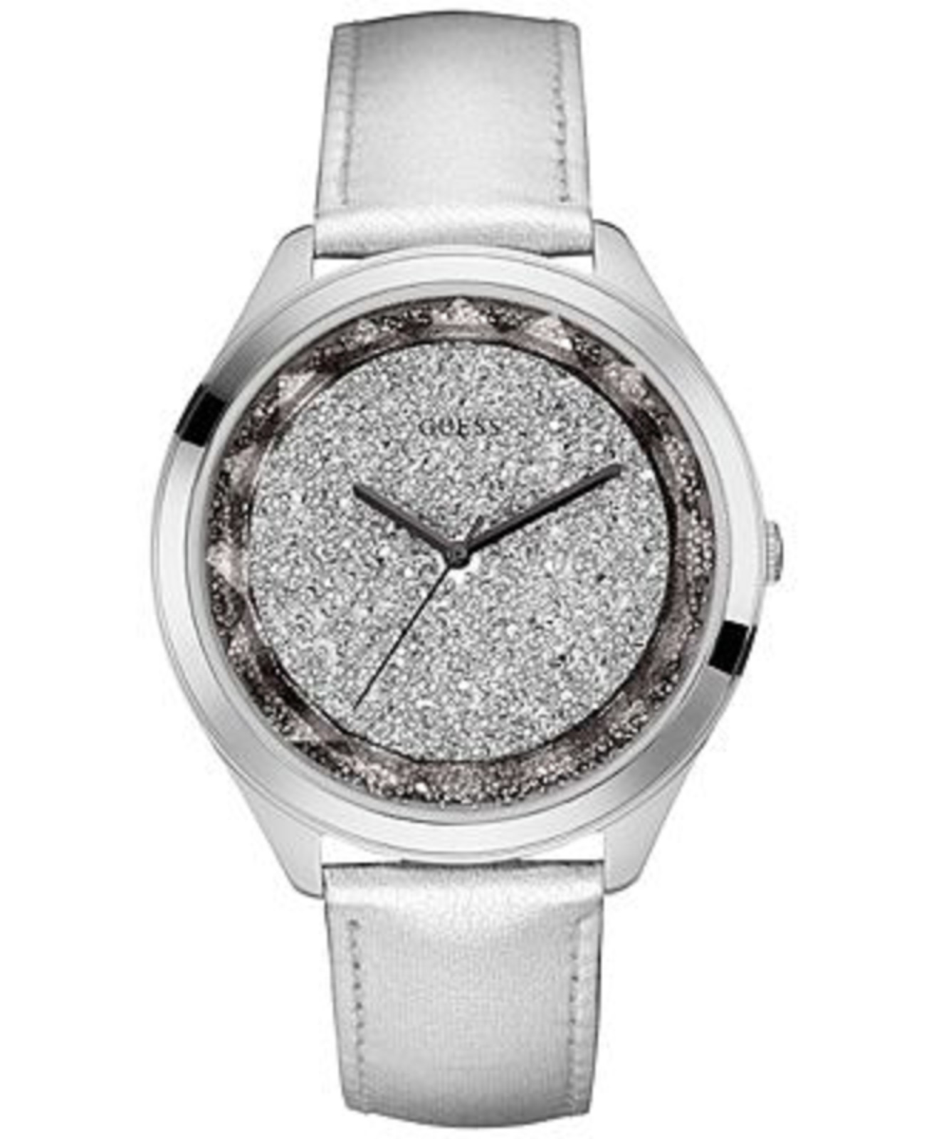 GUESS MARTINI CRYSTAL ACCENTED SILVER LEATHER WATCH W11524L1 W0286L1 mm Silver Steel Bracelet & Case Mineral Women main image 4