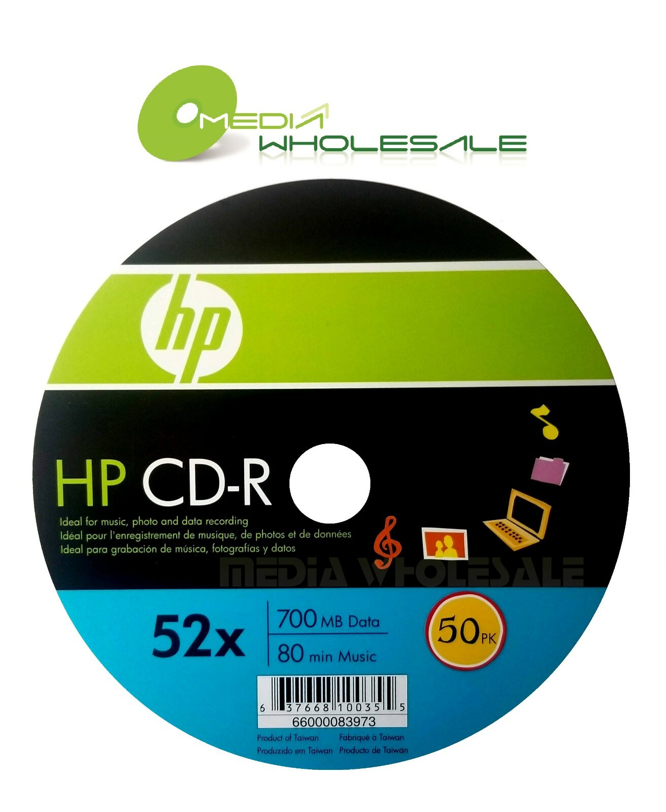 200 HP CD-R CDR Logo Top Discs Blank 52X 700MB 80MIN In ECO Spindle(Storage)