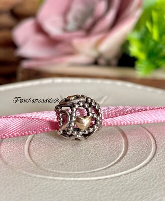 Pandora  Spread The Love Heart Charm 14kt Gold With Silver Gift Box Included