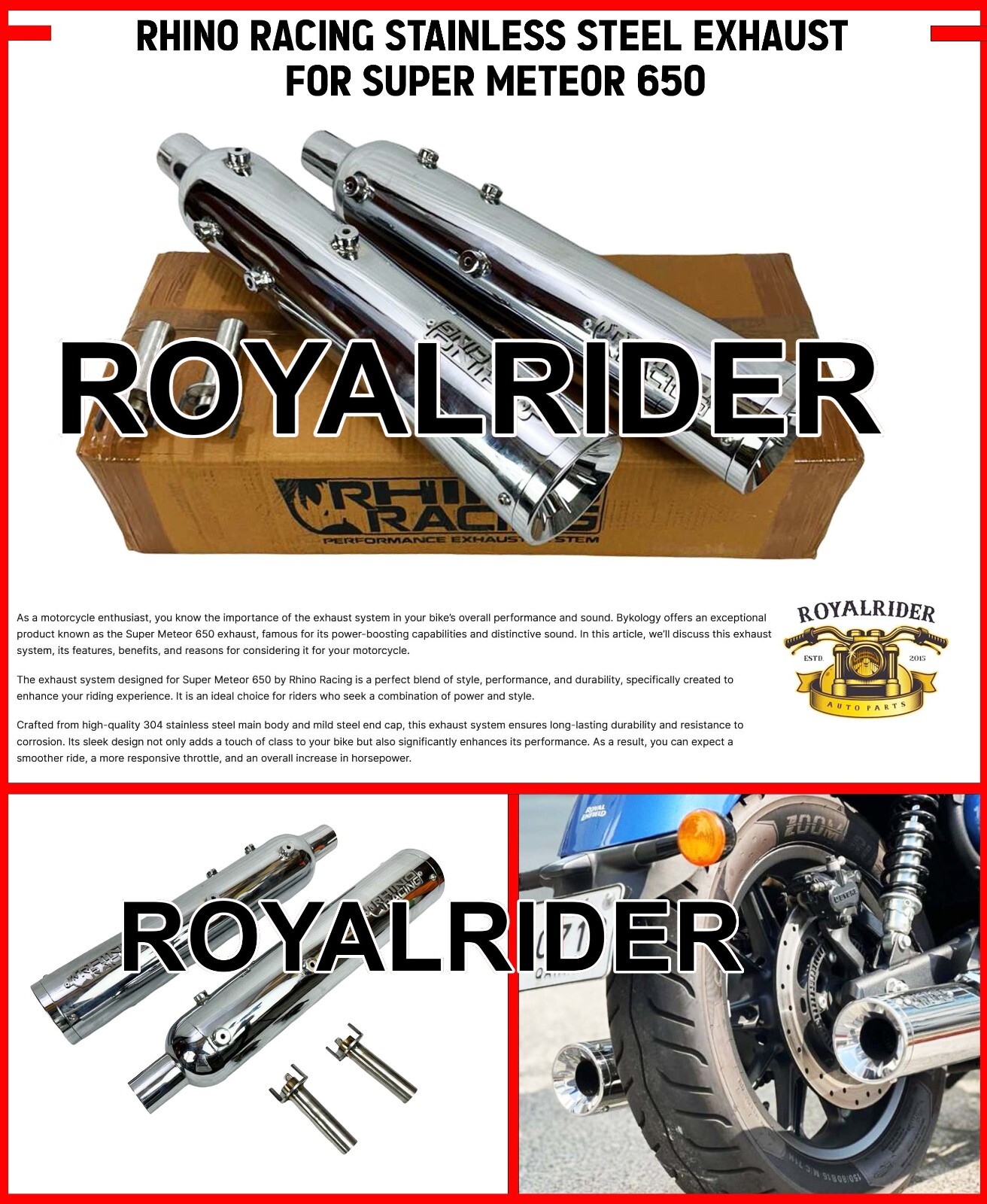 RHINO RACING super meteor650用マフラー 中古 RHINO RACING