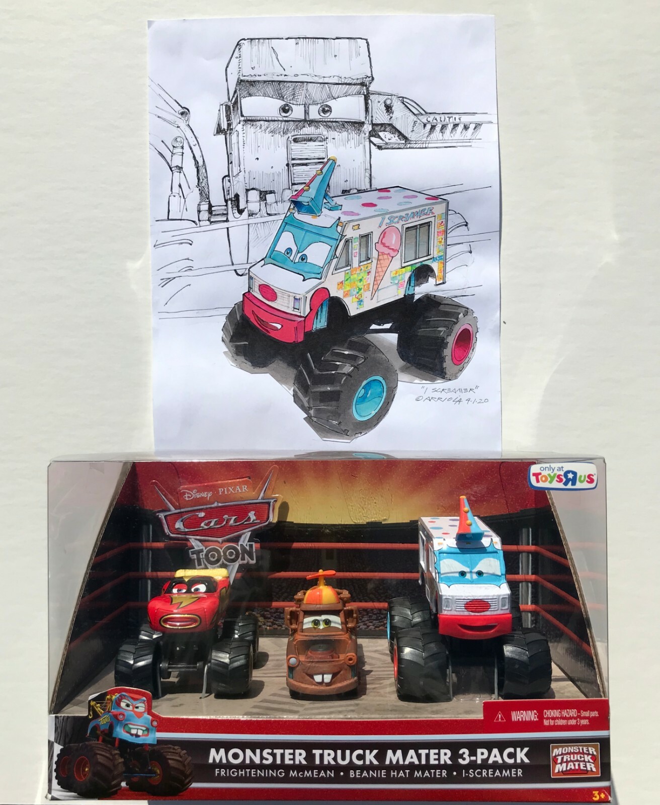マテルカーズ　Walmart限定 Mattel DPCars MIB MONSTER TRUCK MATER 3 PACK Never@Retail w