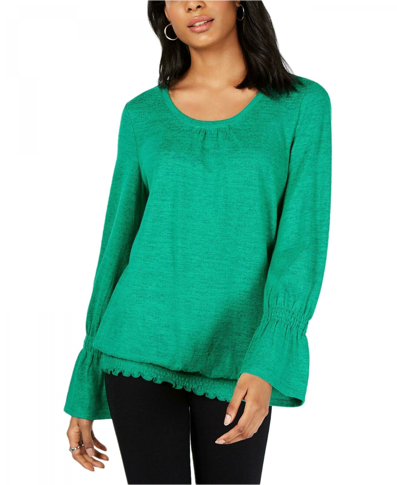 NWT Style & Co Womens Smocked-Hem Top Shirt. 100047526MS | eBay