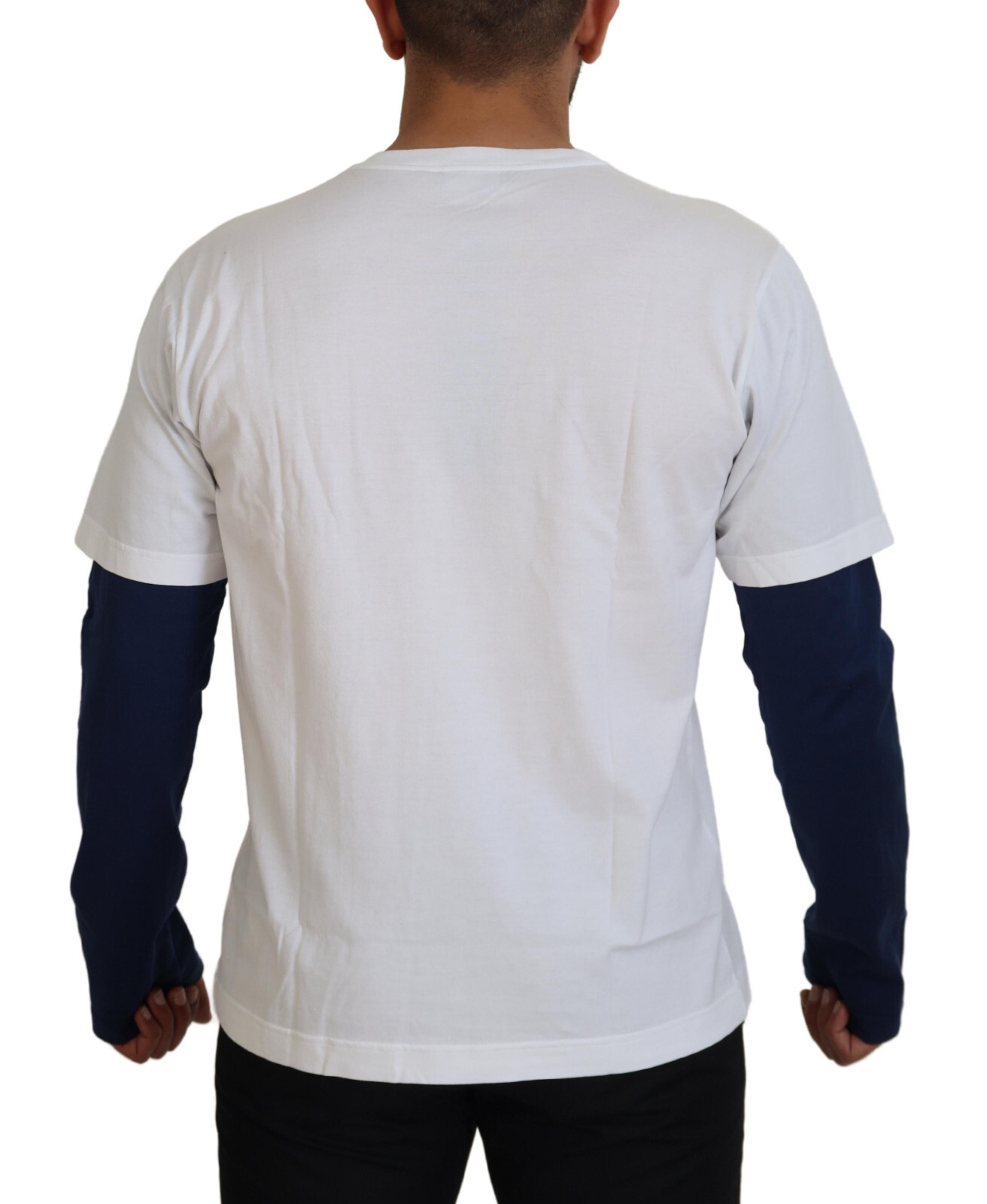 Pre-owned Dolce & Gabbana Sweater White Blue Dg Crown Pullover It50 / Us40 / L Rrp 460usd