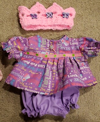 14'' Girls Cabbage Patch Doll Outfit Dress Bloomers Crown Socks Fairy Princess