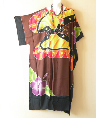KD397 Butterfly Kaftan Hand Painted Plus Caftan Kimono Hippy Maxi Dress up to 7X