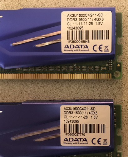 2 X Memory/RAM ADATA XPG 4GB X1 DDR3-1600 AX3U1600C4G11-SD DIMM 240pin