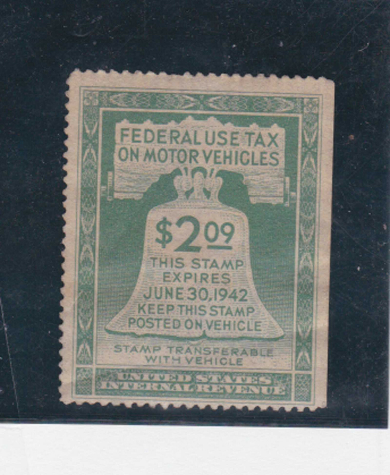 切手48 US $2.09 revenue stamp of motor vehicles,Mint,no gum ,tiny