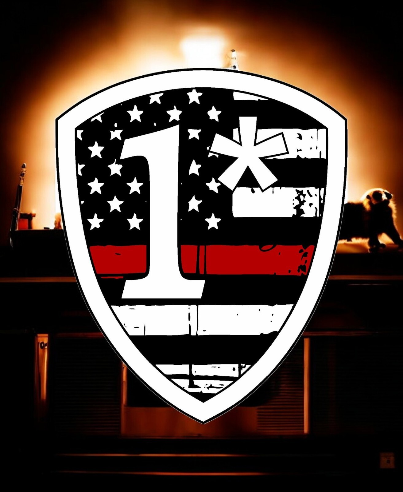 Firefighter Decal Thin Red line Tattered 1 Asterisk Fire Department Window Decal