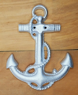 Boat Ship Anchor Nautical Beach Bar Home Decor Wall Mount Plaque Metallic