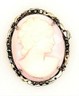 Vintage Shell Cameo & Marcasite Brooch Sterling Silver Fine Jewellery-1.JPG