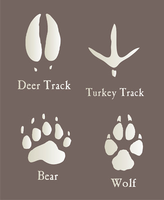 Stencils by Joanie 3'' Animal Paw Print Bear Wolf Deer Turkey Tracks DIY Art Sign