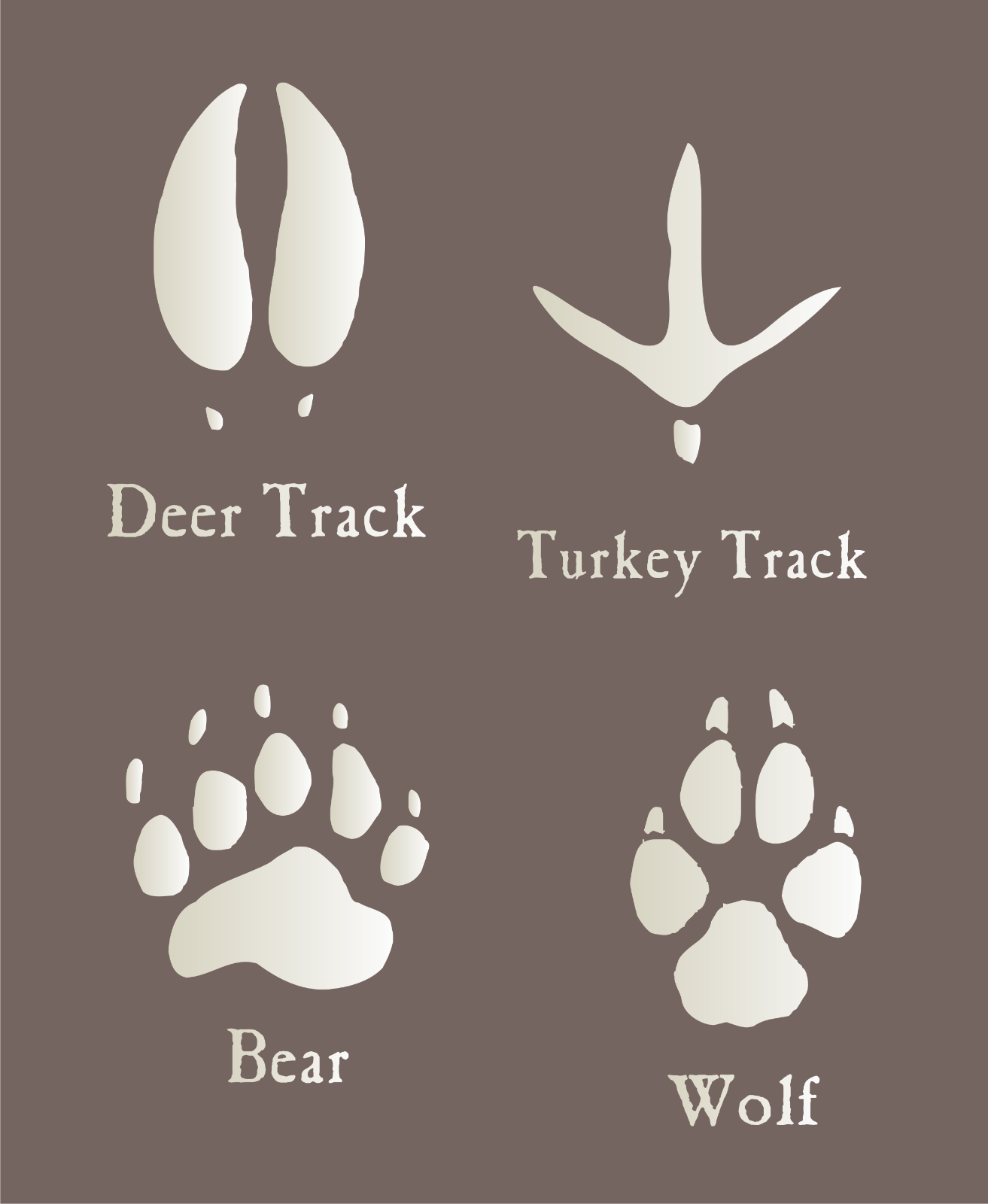 stencils-by-joanie-3-animal-paw-print-bear-wolf-deer-turkey-tracks-diy-art-sign-ebay