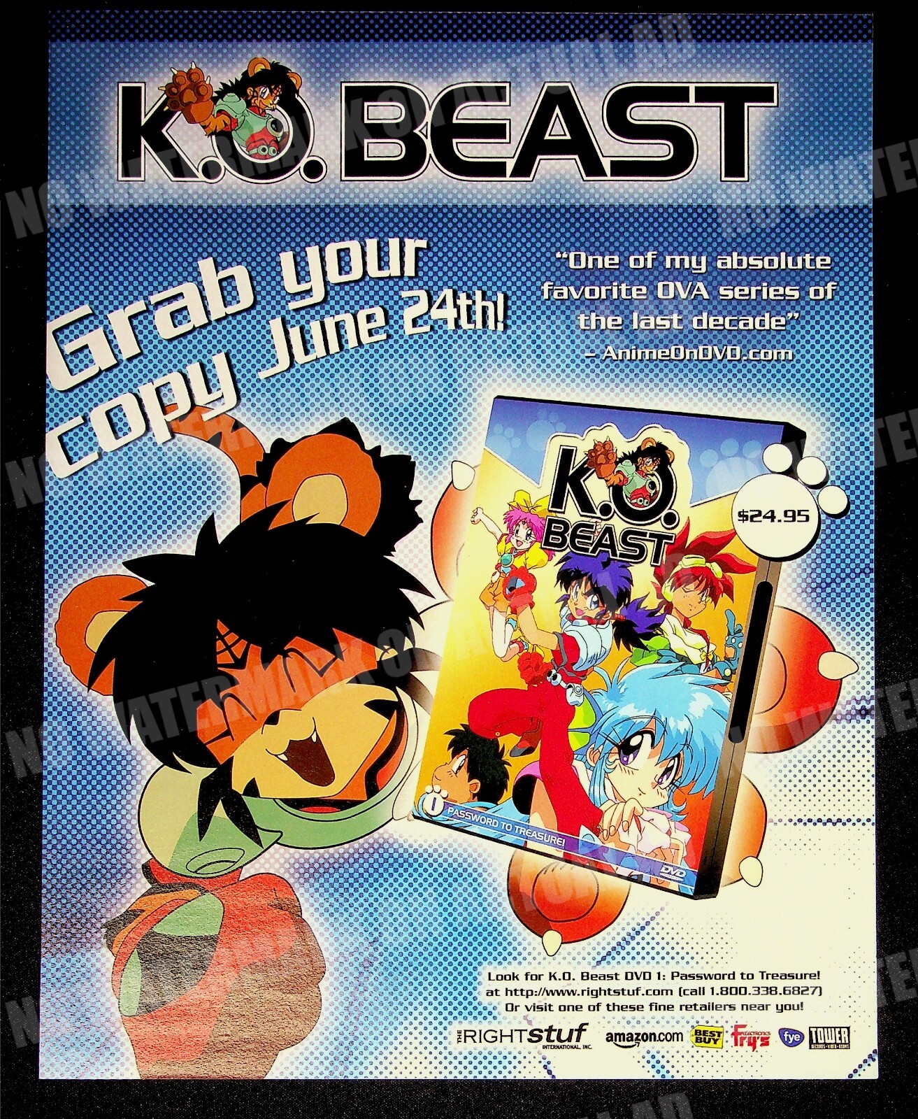 K.O. Beast The RightStuf International Trade Print Magazine Ad Anime DVD ADVERT K.O. Beast The RightStuf International Trade Print Magazine Ad Anime DVD ADVERT
