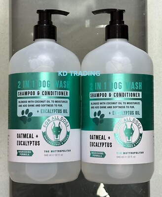 2-Pk THE MUTTROPOLITAN ~DOG SHAMPOO & CONDITIONER Coconut Oil OATMEAL EUCALYPTUS